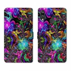 Housse cuir portefeuille Samsung Galaxy A20e Psychedelic colore