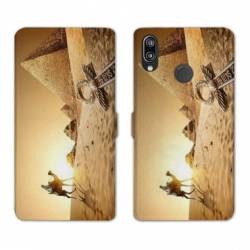 Housse cuir portefeuille Samsung Galaxy A20e Egypte Chameau