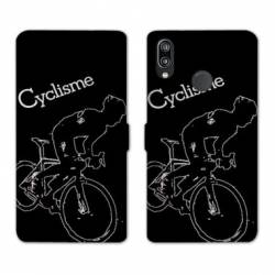 Housse cuir portefeuille Samsung Galaxy A20e Cyclisme Ombre blanche