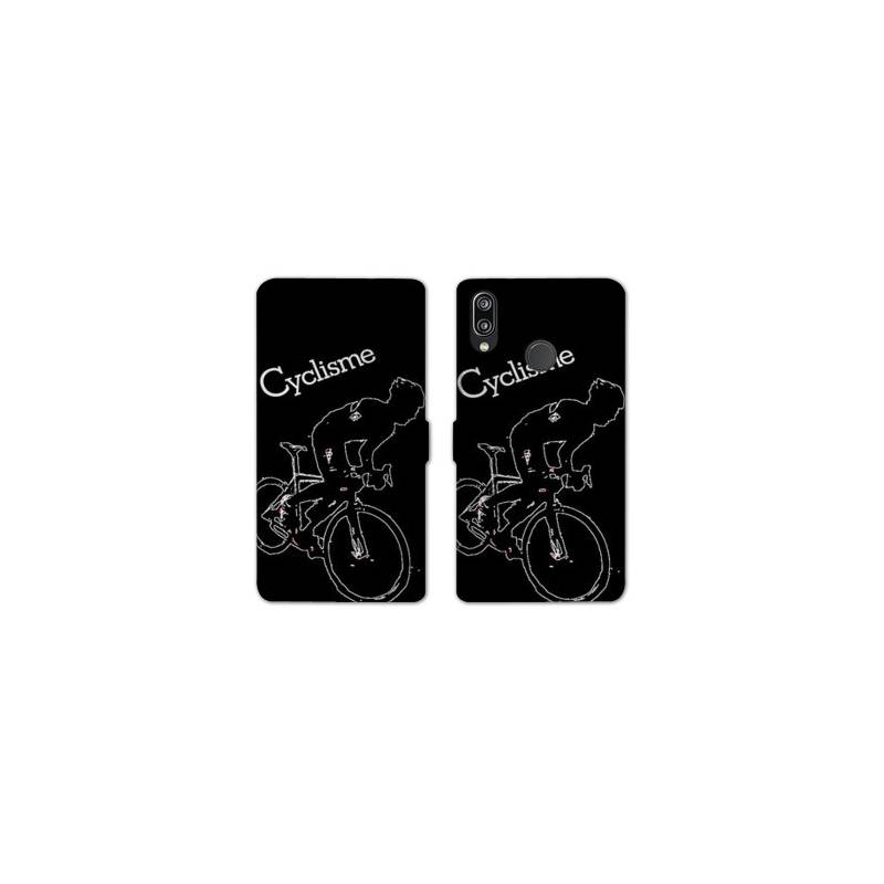 Housse cuir portefeuille Samsung Galaxy A20e Cyclisme Ombre blanche