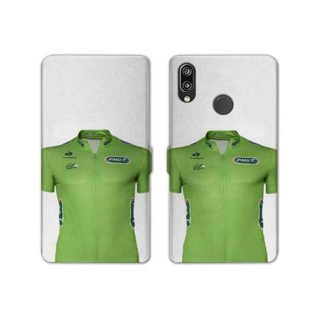 Housse cuir portefeuille Samsung Galaxy A20e Cyclisme Maillot vert