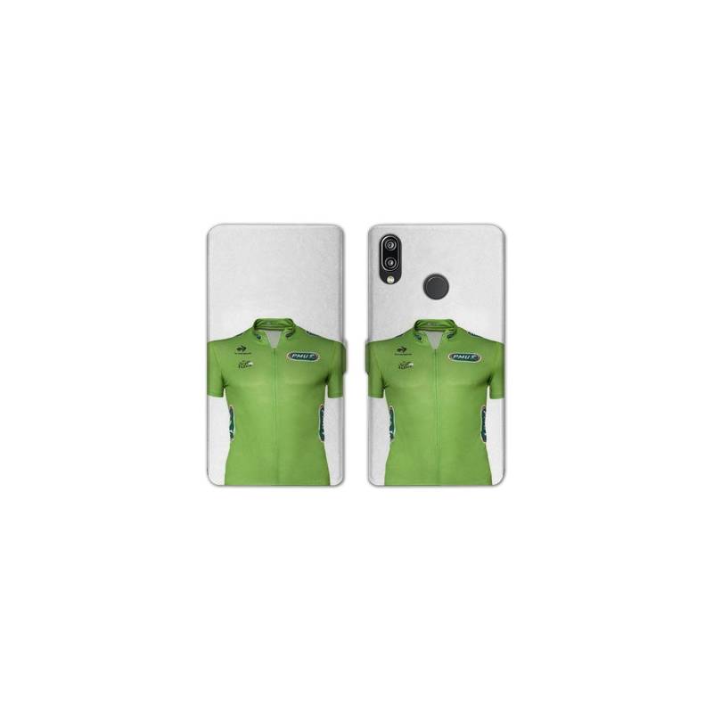Housse cuir portefeuille Samsung Galaxy A20e Cyclisme Maillot vert