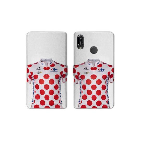 Housse cuir portefeuille Samsung Galaxy A20e Cyclisme Maillot pois