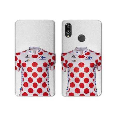 Housse cuir portefeuille Samsung Galaxy A20e Cyclisme Maillot pois