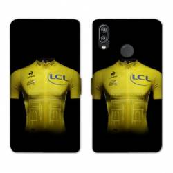 Housse cuir portefeuille Samsung Galaxy A20e Cyclisme Maillot jaune