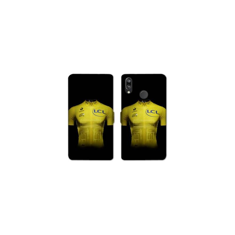 Housse cuir portefeuille Samsung Galaxy A20e Cyclisme Maillot jaune