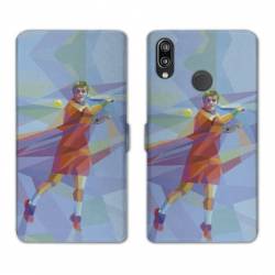 Housse cuir portefeuille Samsung Galaxy A20e Tennis Revers Bleu
