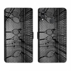 Housse cuir portefeuille Samsung Galaxy A20e Tennis Raquette Vintage