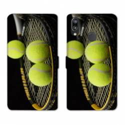 Housse cuir portefeuille Samsung Galaxy A20e Tennis Balls