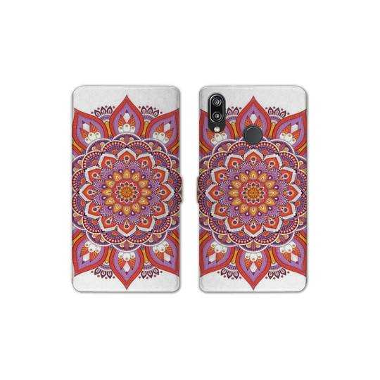 Housse cuir portefeuille Samsung Galaxy A20e Etnic abstrait Rosas orange