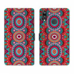 Housse cuir portefeuille Samsung Galaxy A20e Etnic abstrait Pic rouge