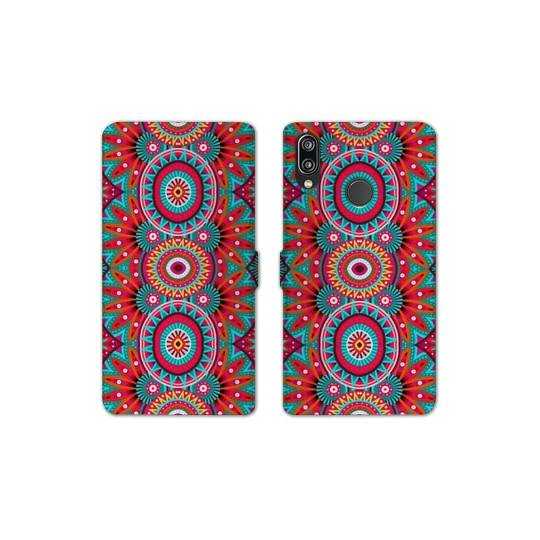 Housse cuir portefeuille Samsung Galaxy A20e Etnic abstrait Pic rouge