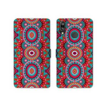 Housse cuir portefeuille Samsung Galaxy A20e Etnic abstrait Pic rouge