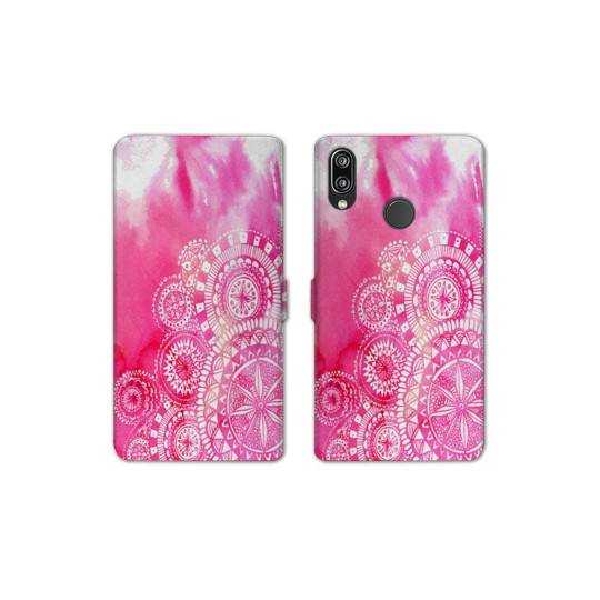 Housse cuir portefeuille Samsung Galaxy A20e Etnic abstrait Bouclier rose