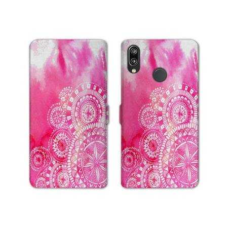 Housse cuir portefeuille Samsung Galaxy A20e Etnic abstrait Bouclier rose