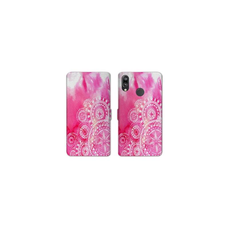 Housse cuir portefeuille Samsung Galaxy A20e Etnic abstrait Bouclier rose