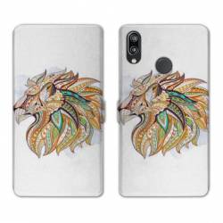 Housse cuir portefeuille Samsung Galaxy A20e Ethniques Lion