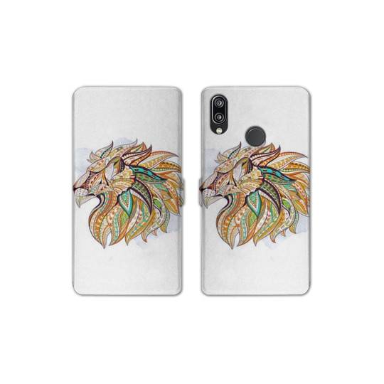 Housse cuir portefeuille Samsung Galaxy A20e Ethniques Lion
