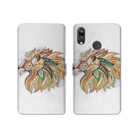 Housse cuir portefeuille Samsung Galaxy A20e Ethniques Lion