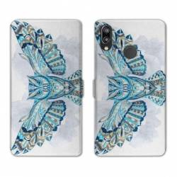 Housse cuir portefeuille Samsung Galaxy A20e Ethniques Hibou B