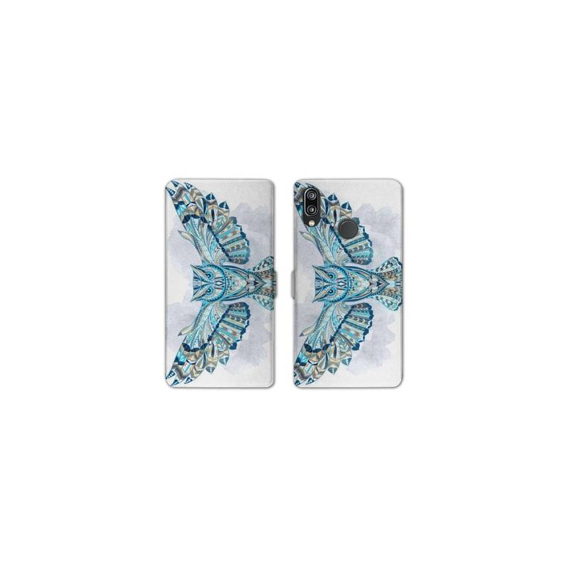 Housse cuir portefeuille Samsung Galaxy A20e Ethniques Hibou B