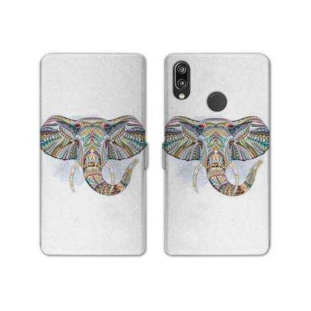 Housse cuir portefeuille Samsung Galaxy A20e Ethniques Elephant Color B