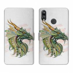 Housse cuir portefeuille Samsung Galaxy A20e Ethniques Dragon Color