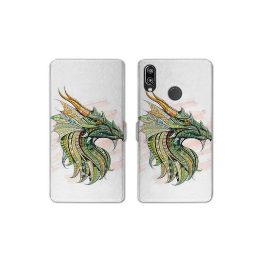 Housse cuir portefeuille Samsung Galaxy A20e Ethniques Dragon Color