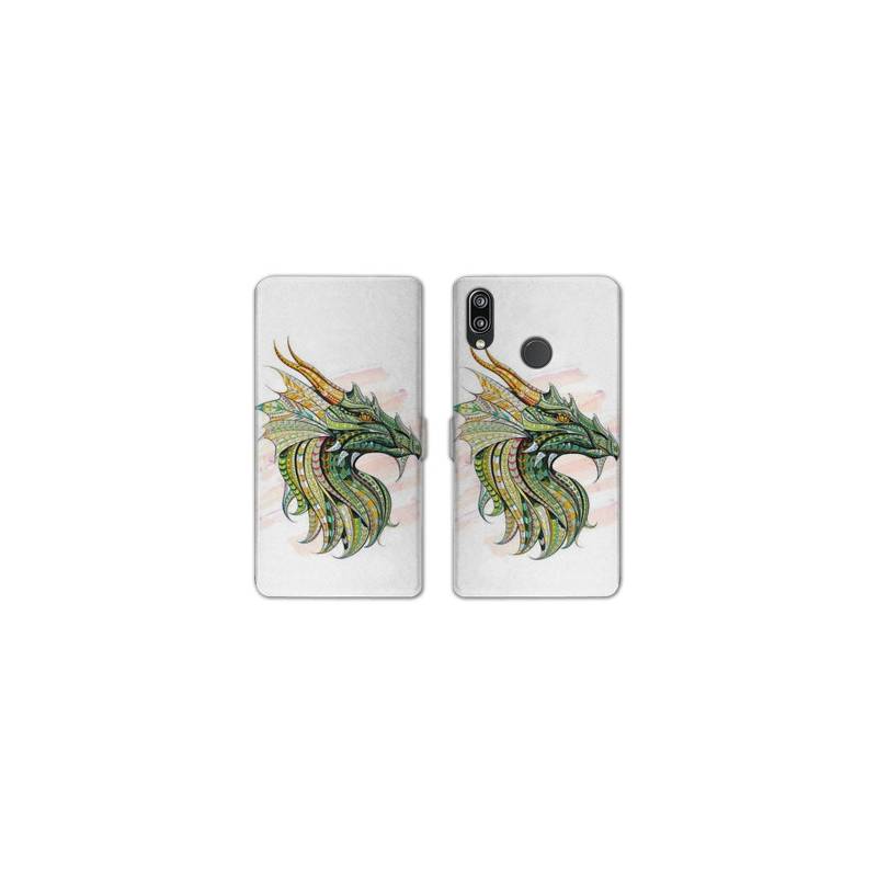 Housse cuir portefeuille Samsung Galaxy A20e Ethniques Dragon Color