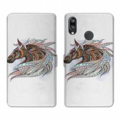 Housse cuir portefeuille Samsung Galaxy A20e Ethniques Cheval Color B