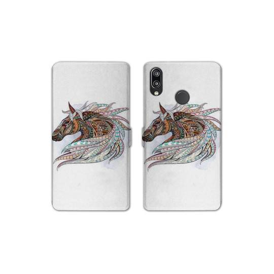 Housse cuir portefeuille Samsung Galaxy A20e Ethniques Cheval Color B