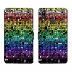 Housse cuir portefeuille Samsung Galaxy A20e Texture mosaique