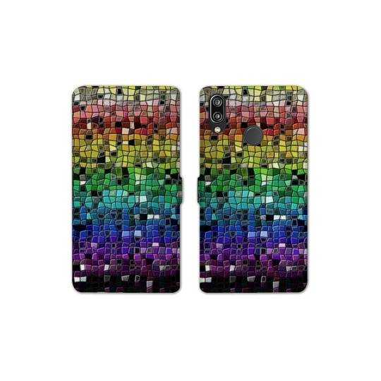 Housse cuir portefeuille Samsung Galaxy A20e Texture mosaique