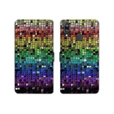 Housse cuir portefeuille Samsung Galaxy A20e Texture mosaique