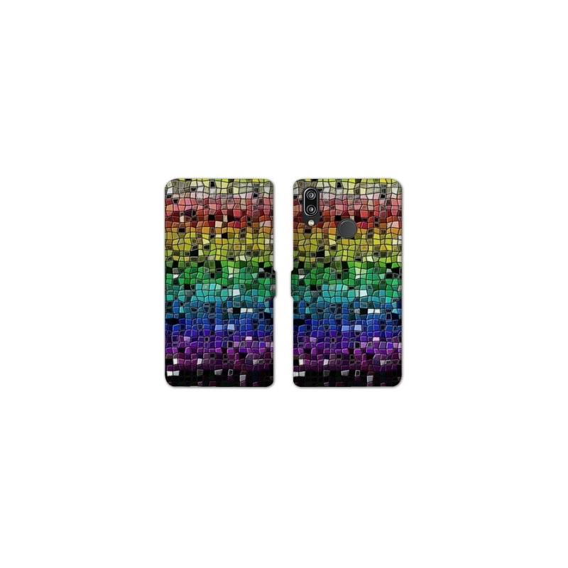 Housse cuir portefeuille Samsung Galaxy A20e Texture mosaique