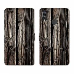 Housse cuir portefeuille Samsung Galaxy A20e Texture bois