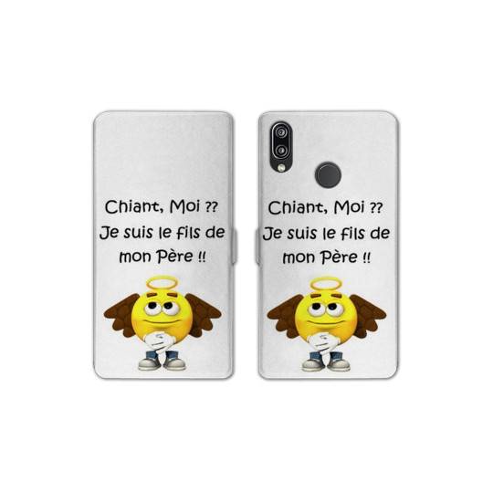 Housse cuir portefeuille Samsung Galaxy A20e Humour Moi chiant