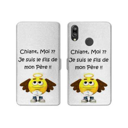 Housse cuir portefeuille Samsung Galaxy A20e Humour Moi chiant