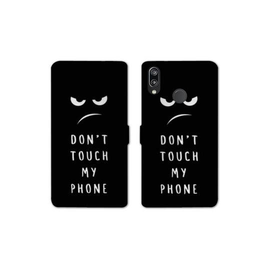 Housse cuir portefeuille Samsung Galaxy A20e Humour don't touch