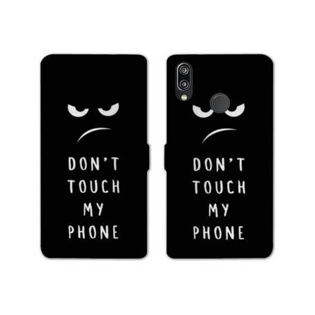 Housse cuir portefeuille Samsung Galaxy A20e Humour don't touch