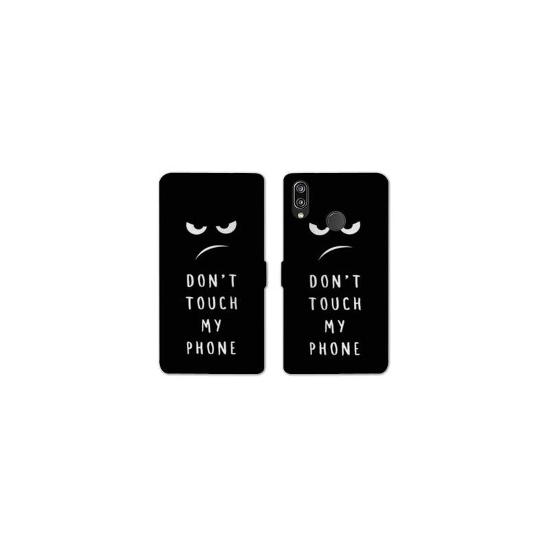 Housse cuir portefeuille Samsung Galaxy A20e Humour don't touch