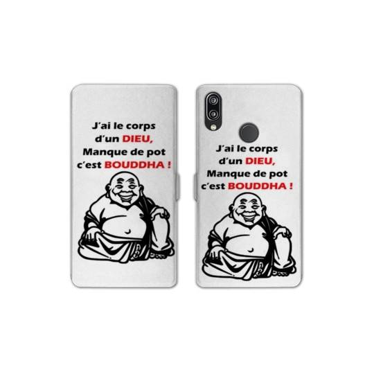 Housse cuir portefeuille Samsung Galaxy A20e Humour Bouddha