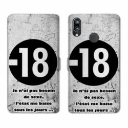 Housse cuir portefeuille Samsung Galaxy A20e Humour 18 ans