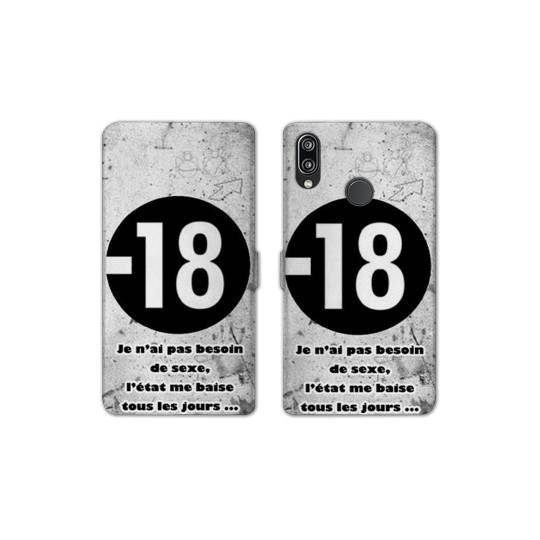 Housse cuir portefeuille Samsung Galaxy A20e Humour 18 ans