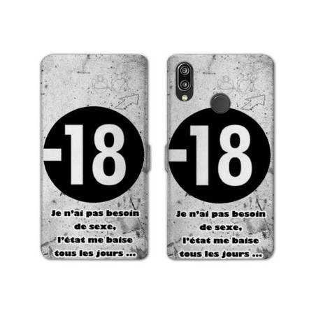 Housse cuir portefeuille Samsung Galaxy A20e Humour 18 ans