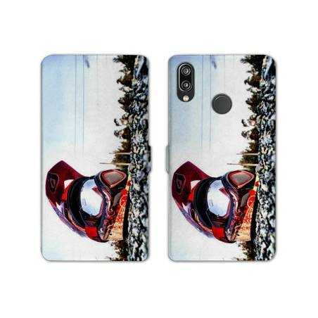 Housse cuir portefeuille Samsung Galaxy A20e Moto Casque Cross