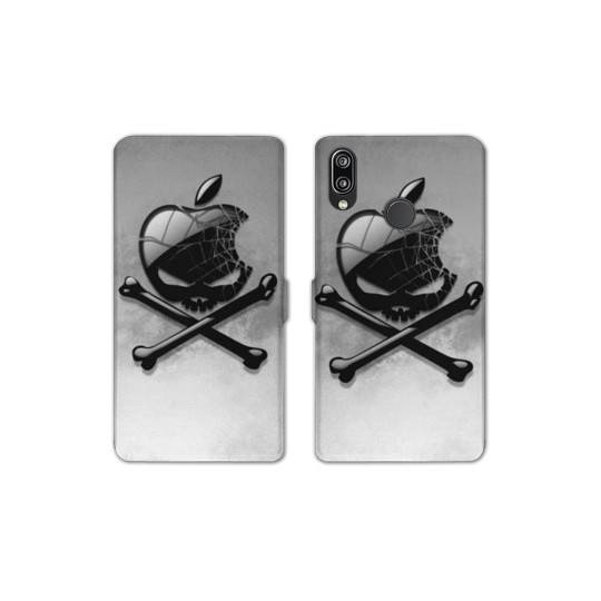 Housse cuir portefeuille Samsung Galaxy A20e Pomme Tete mort