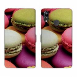 Housse cuir portefeuille Samsung Galaxy A20e Macaron
