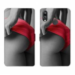 Housse cuir portefeuille Samsung Galaxy A20e Sexy tanga rouge