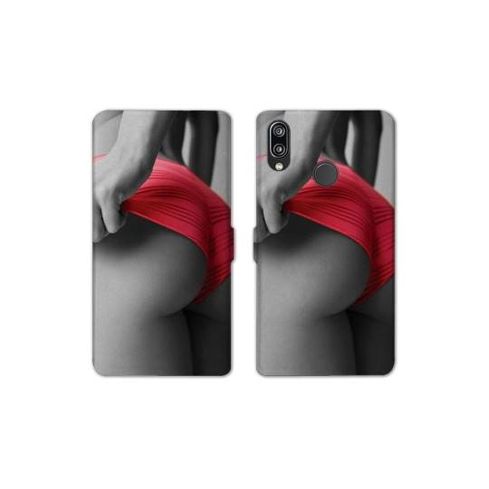 Housse cuir portefeuille Samsung Galaxy A20e Sexy tanga rouge